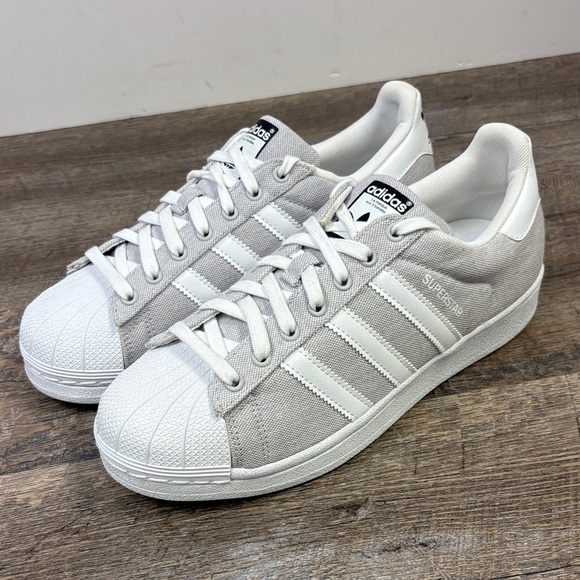 ✨ Adidas Superstar Canvas Sneakers B42336 Light Gray & WhiteUS 9